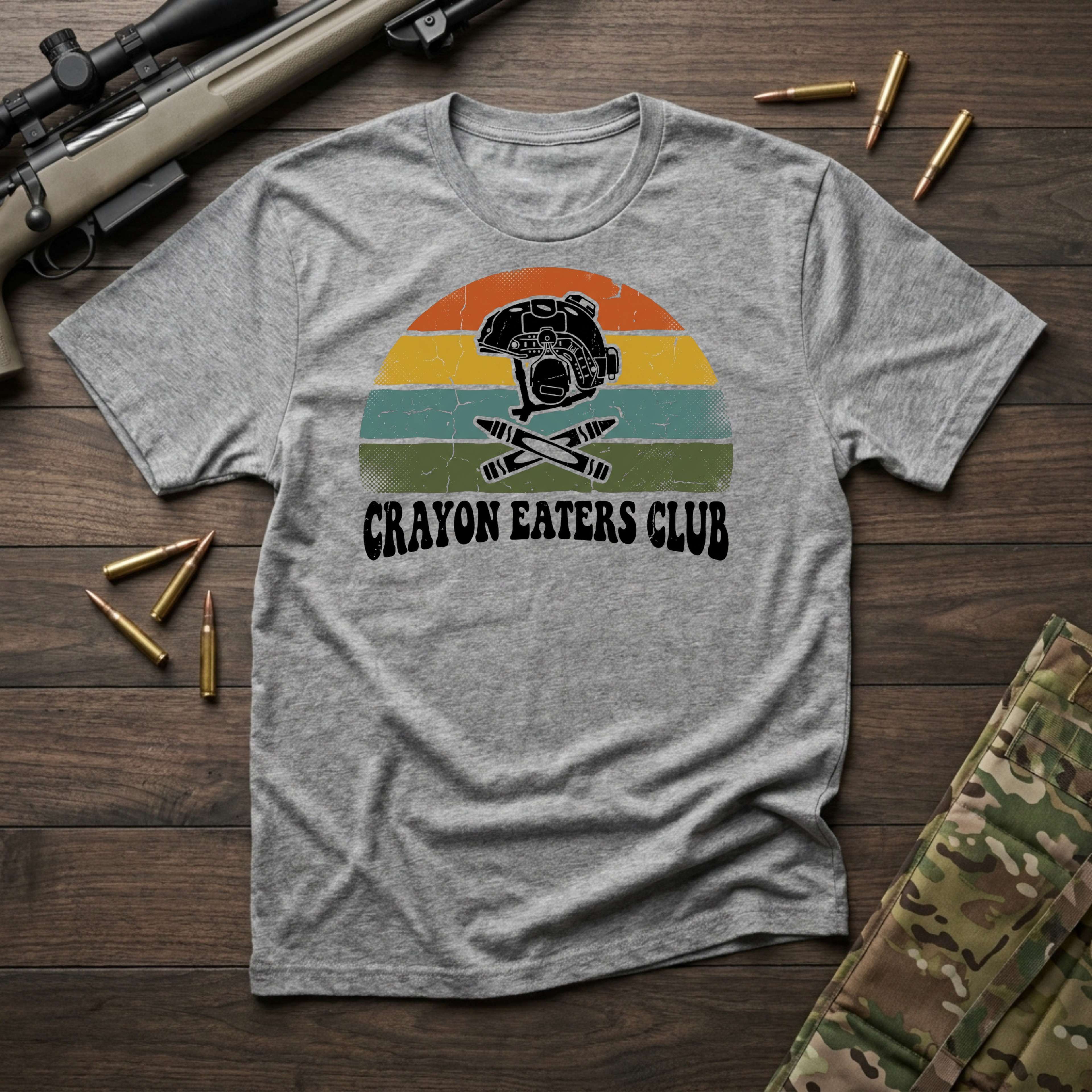 Retro Grunge Sunset Crayons - Premium T-Shirt