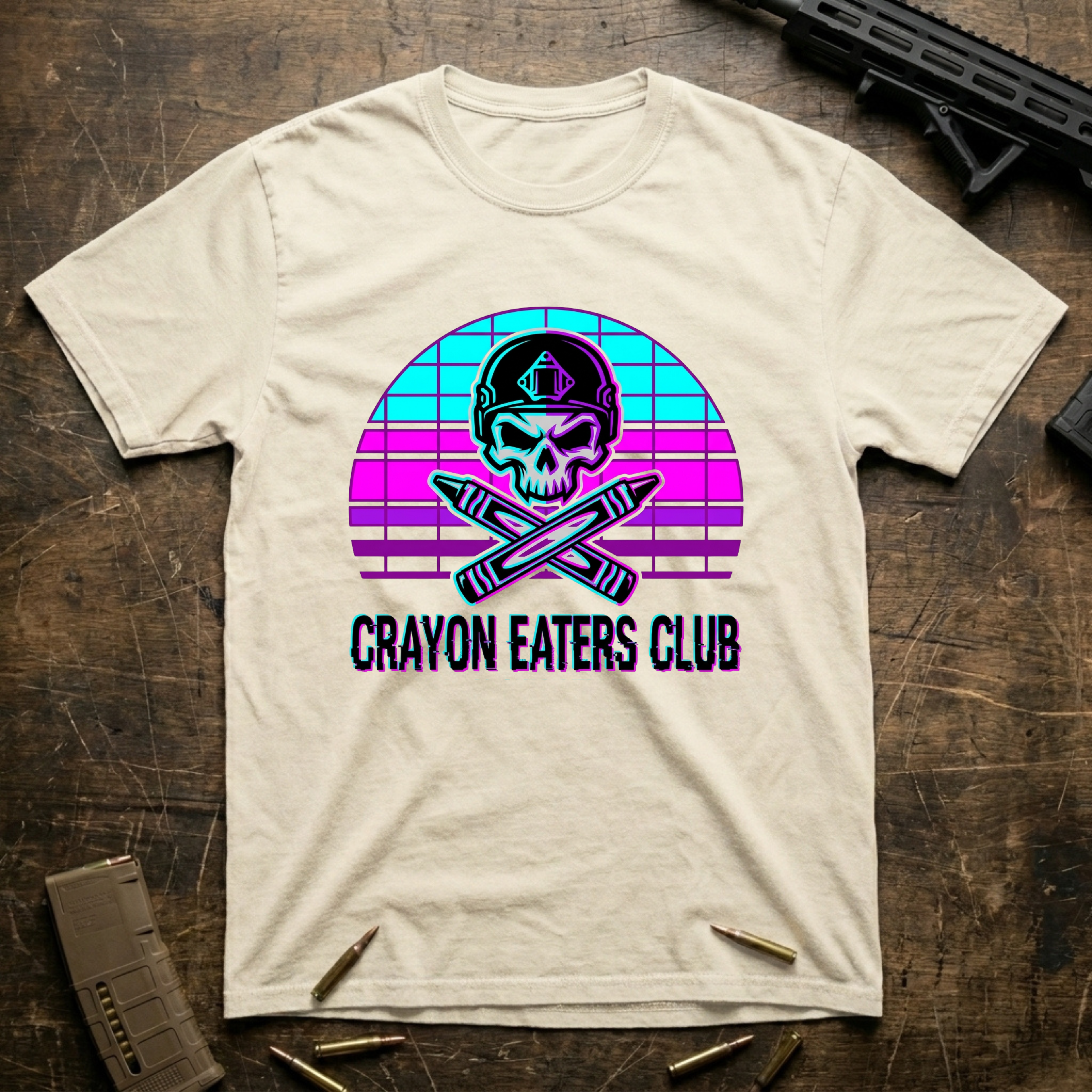 Retro Sun Cross Crayons - Premium T-Shirt