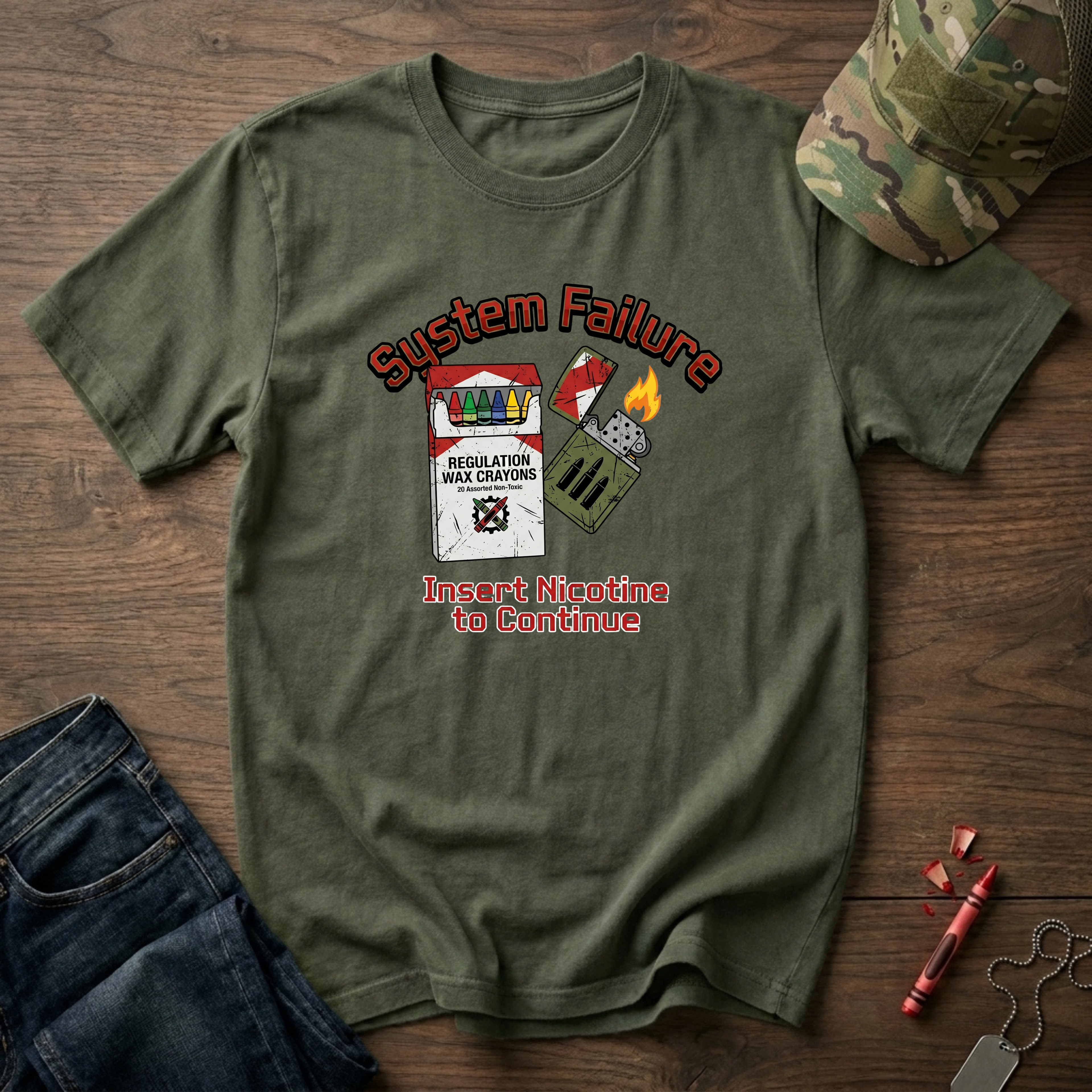 Insert Crayon to Continue - Premium T-Shirt