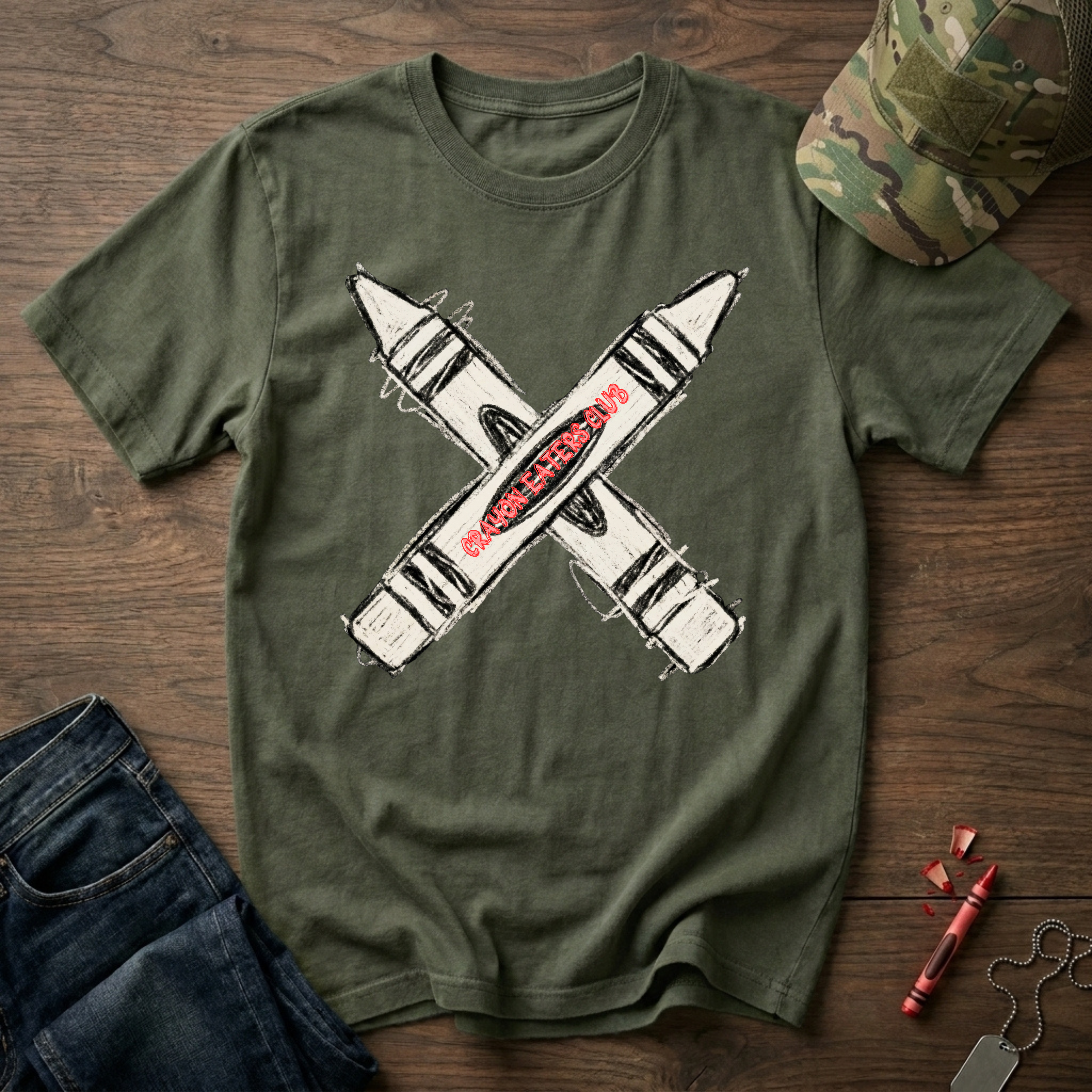 Scribbled Cross Rifles - Premium T-Shirt