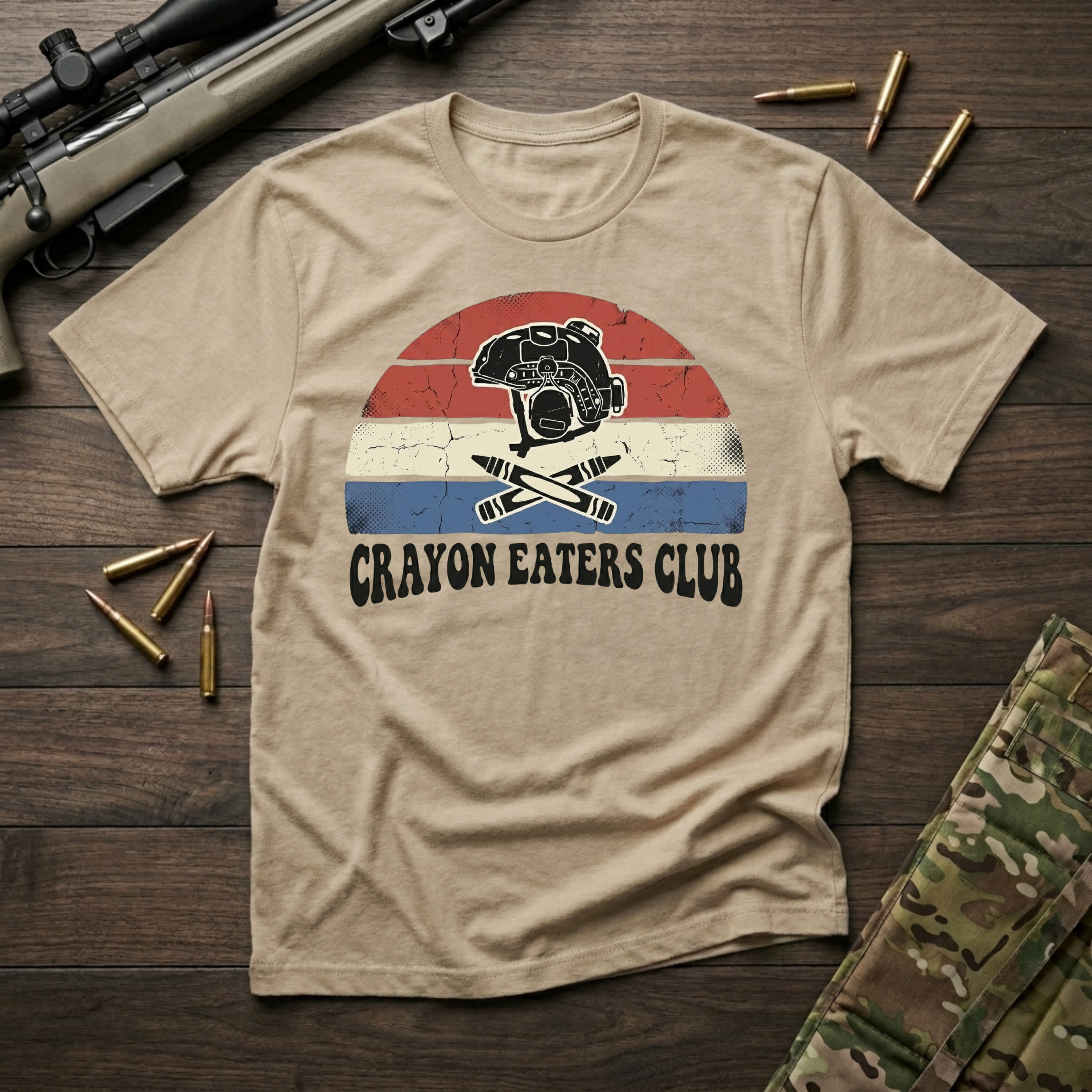Retro Sunset Red White and Blue - Premium T-Shirt