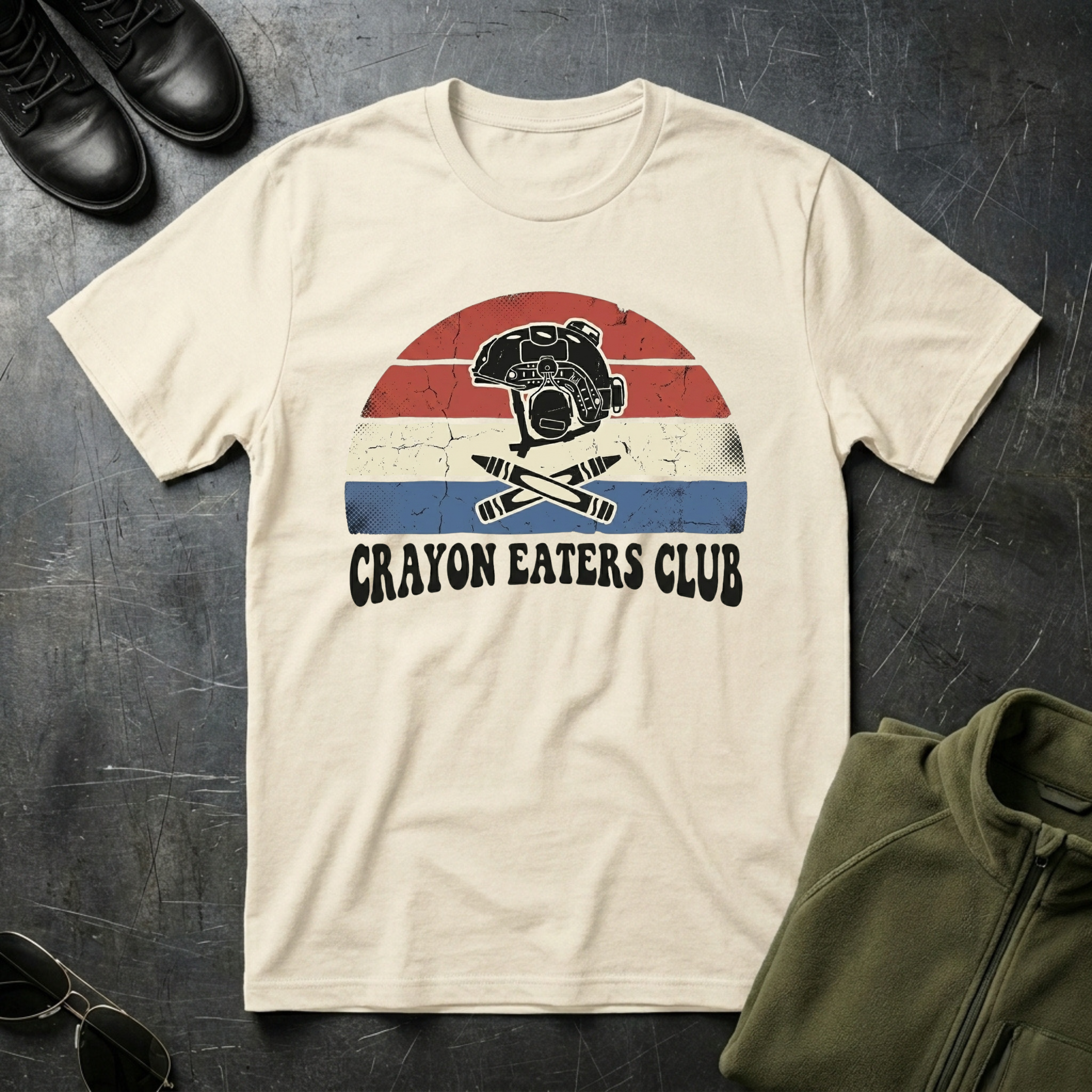 Retro Sunset Red White and Blue - Premium T-Shirt