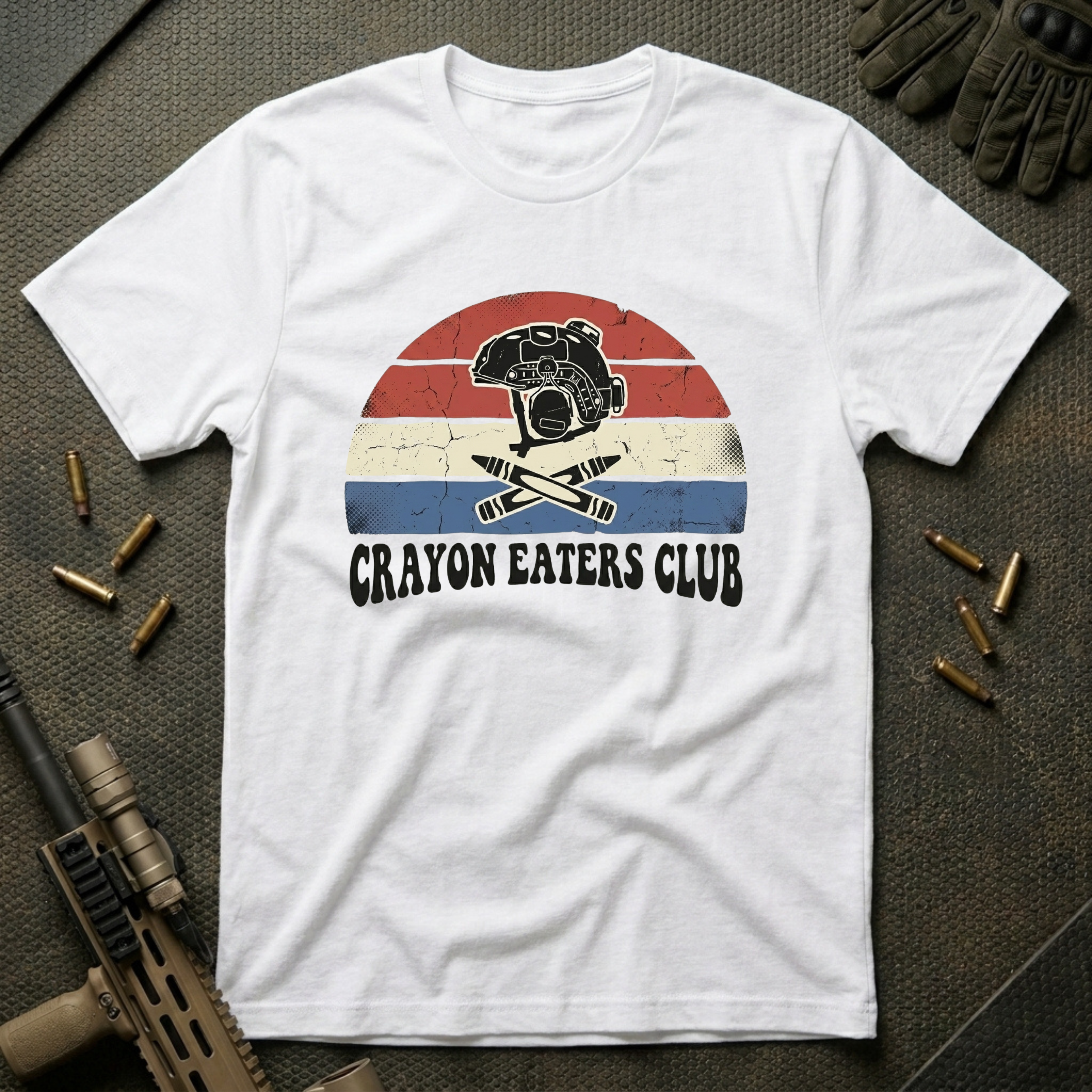 Retro Sunset Red White and Blue - Premium T-Shirt