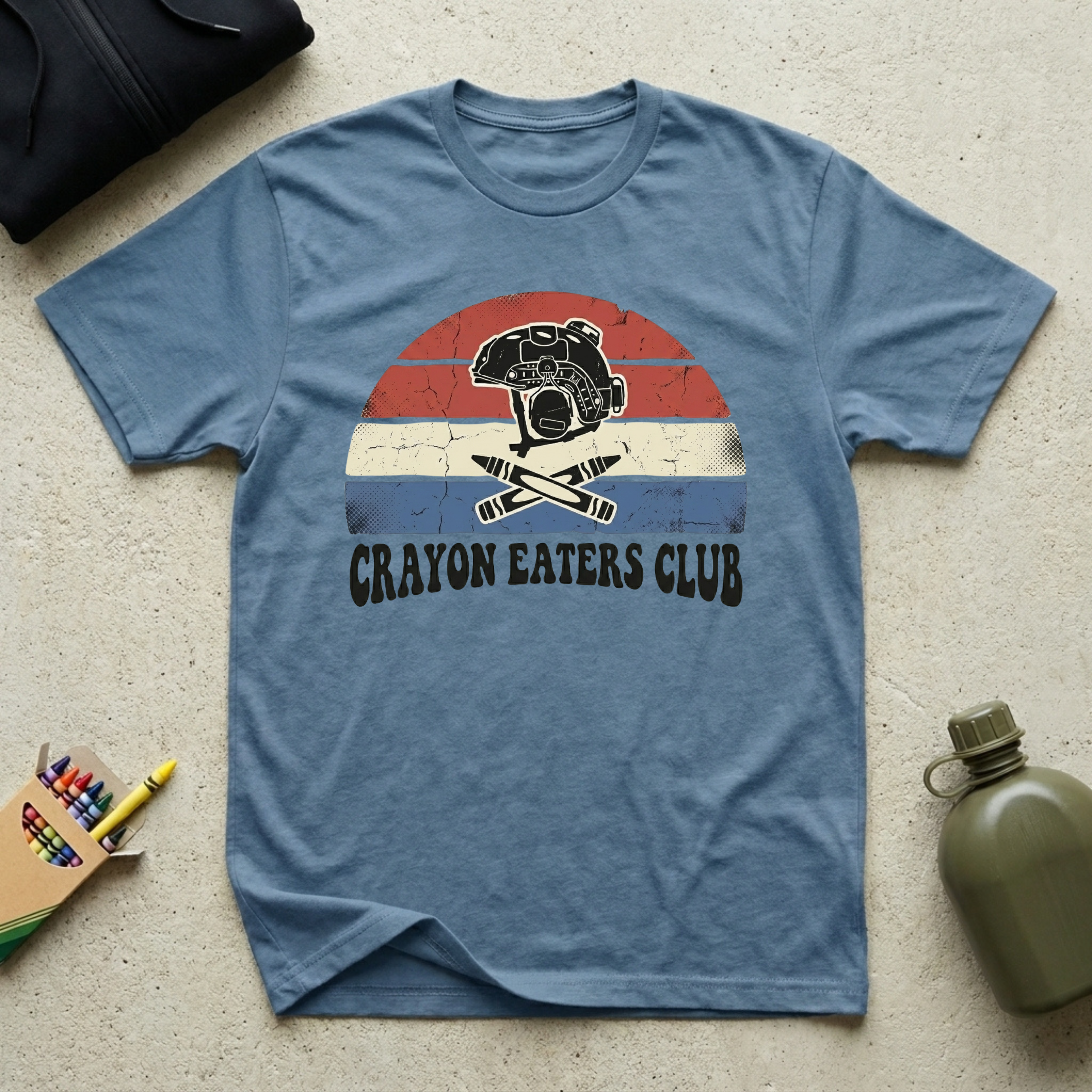 Retro Sunset Red White and Blue - Premium T-Shirt