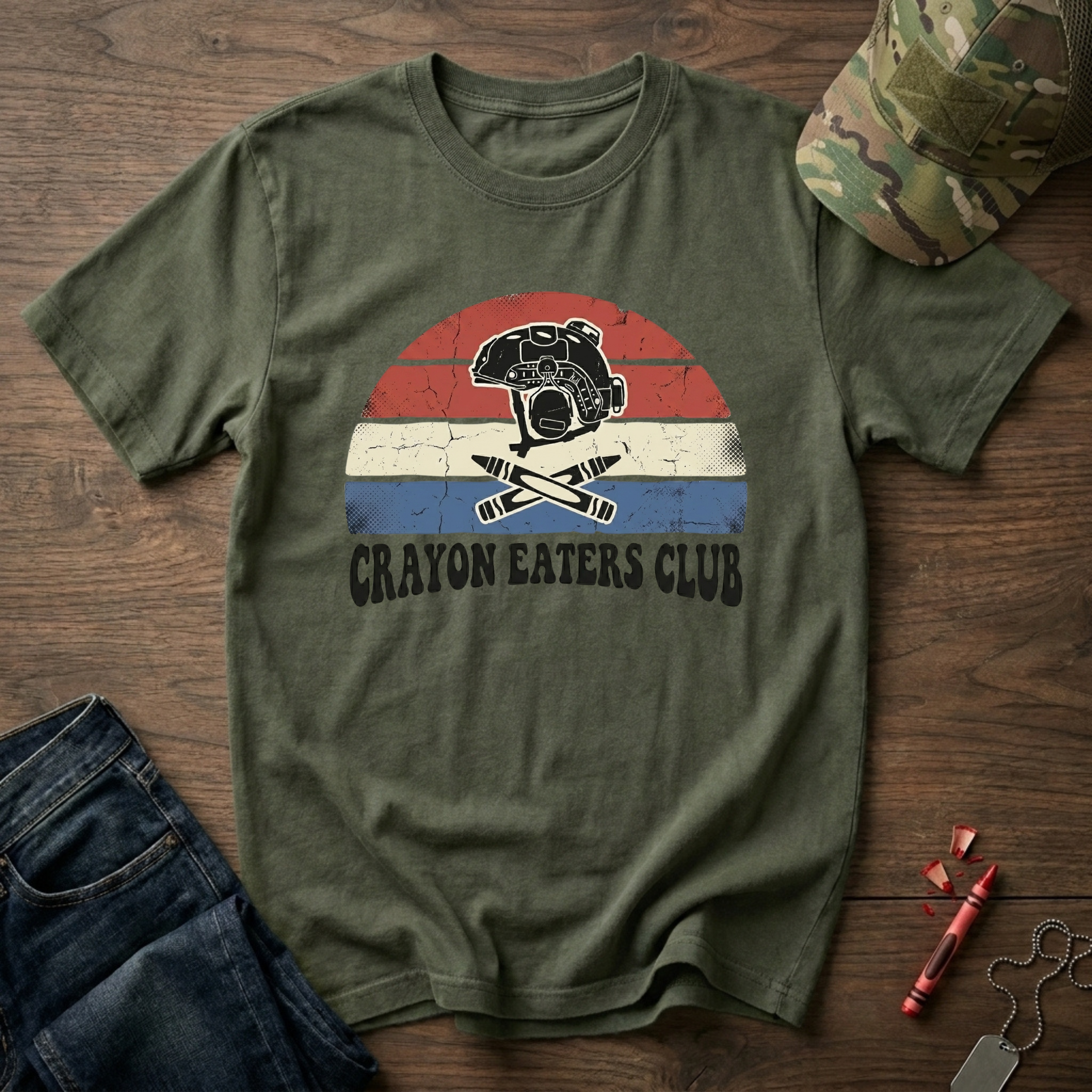 Retro Sunset Red White and Blue - Premium T-Shirt