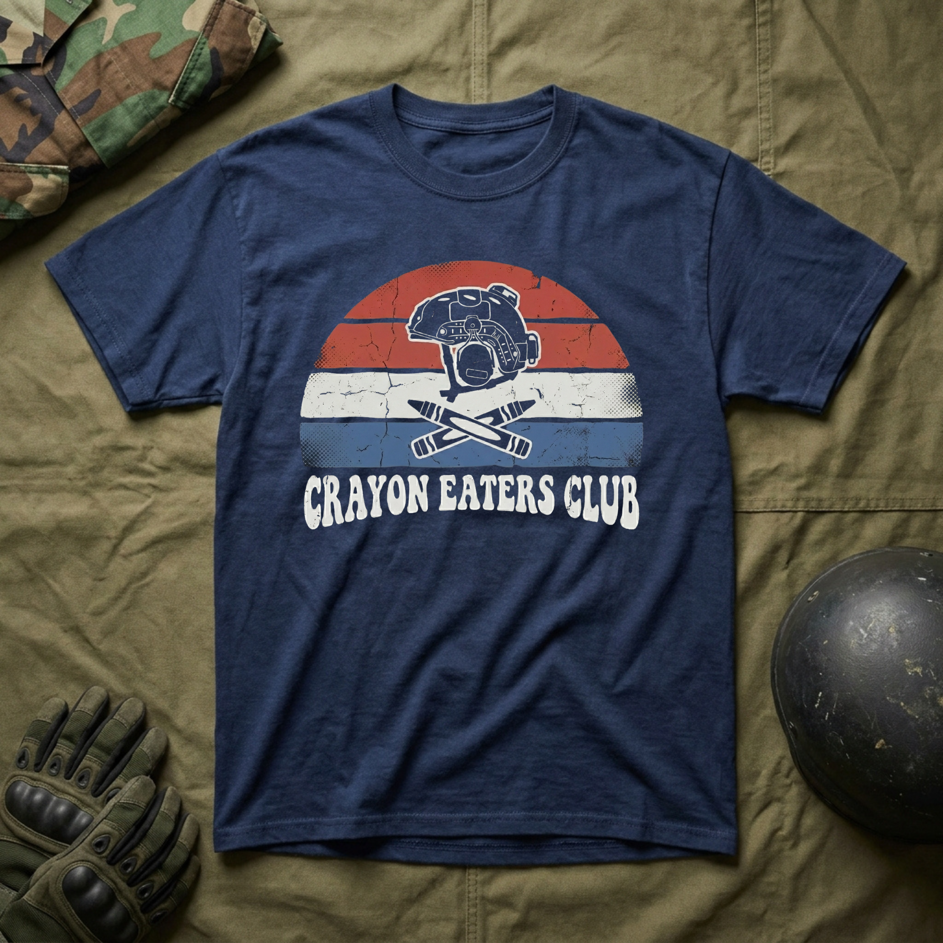 Retro Sunset Red White and Blue - Premium T-Shirt