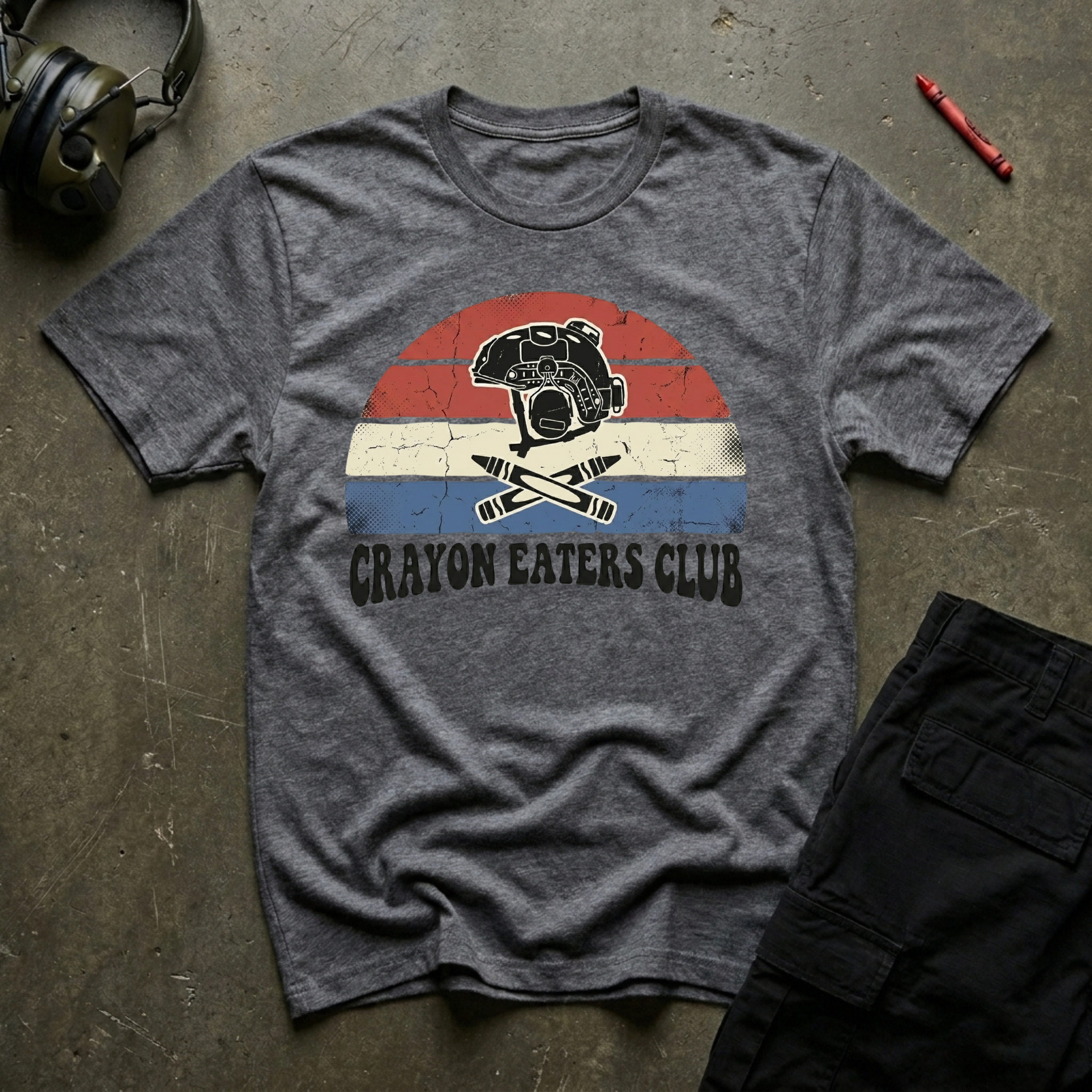 Retro Sunset Red White and Blue - Premium T-Shirt