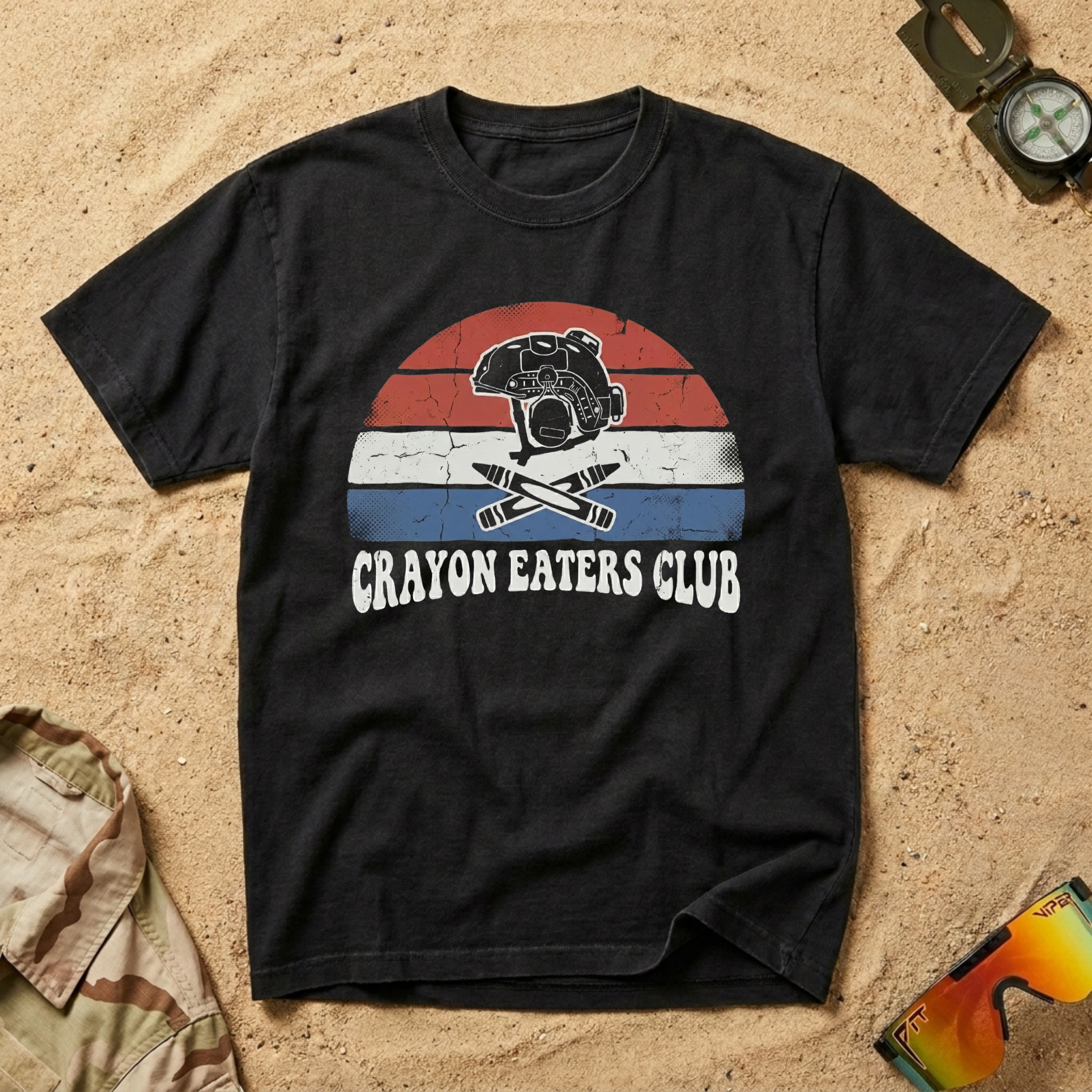 Retro Sunset Red White and Blue - Premium T-Shirt