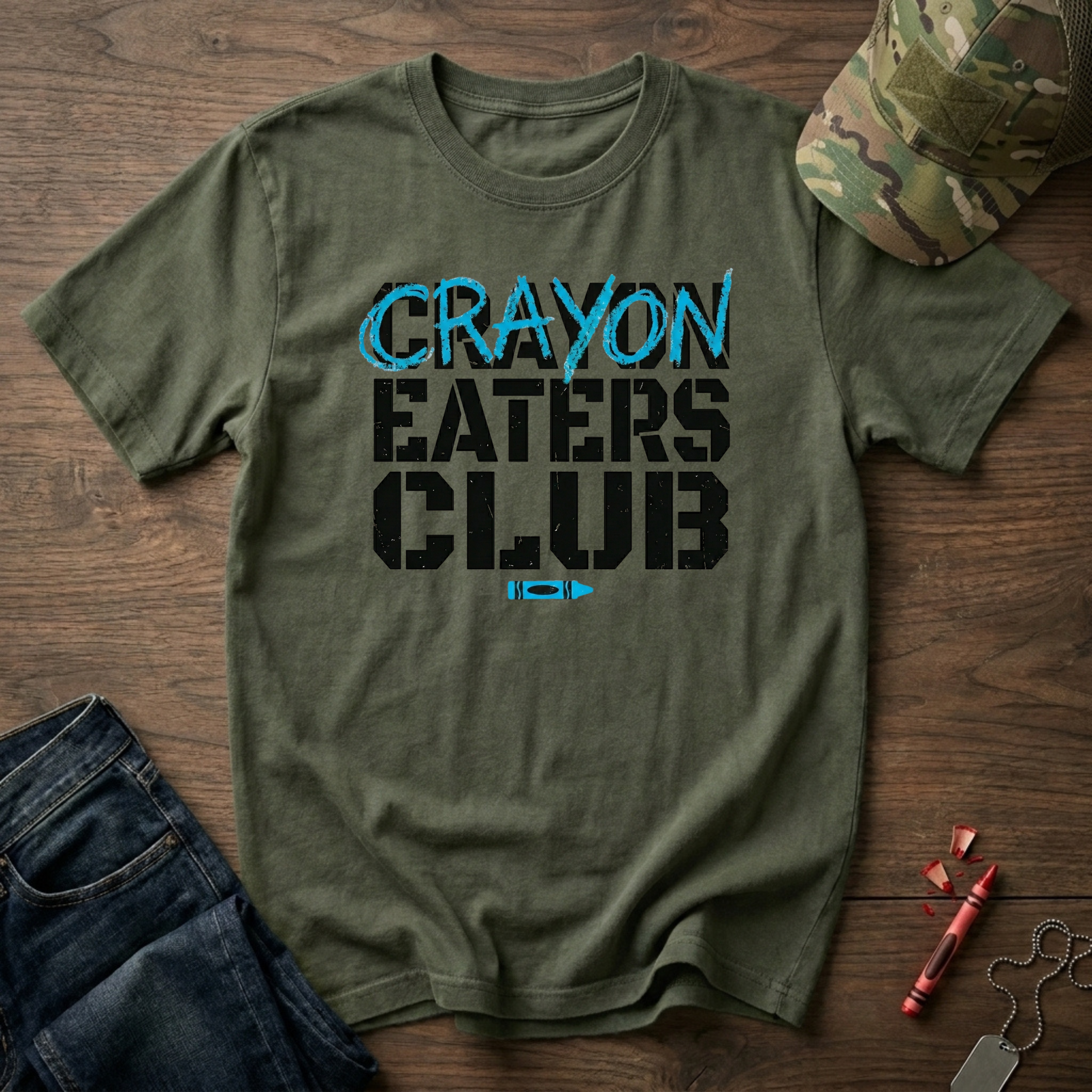 Blue Crayon Statement - Premium T-Shirt