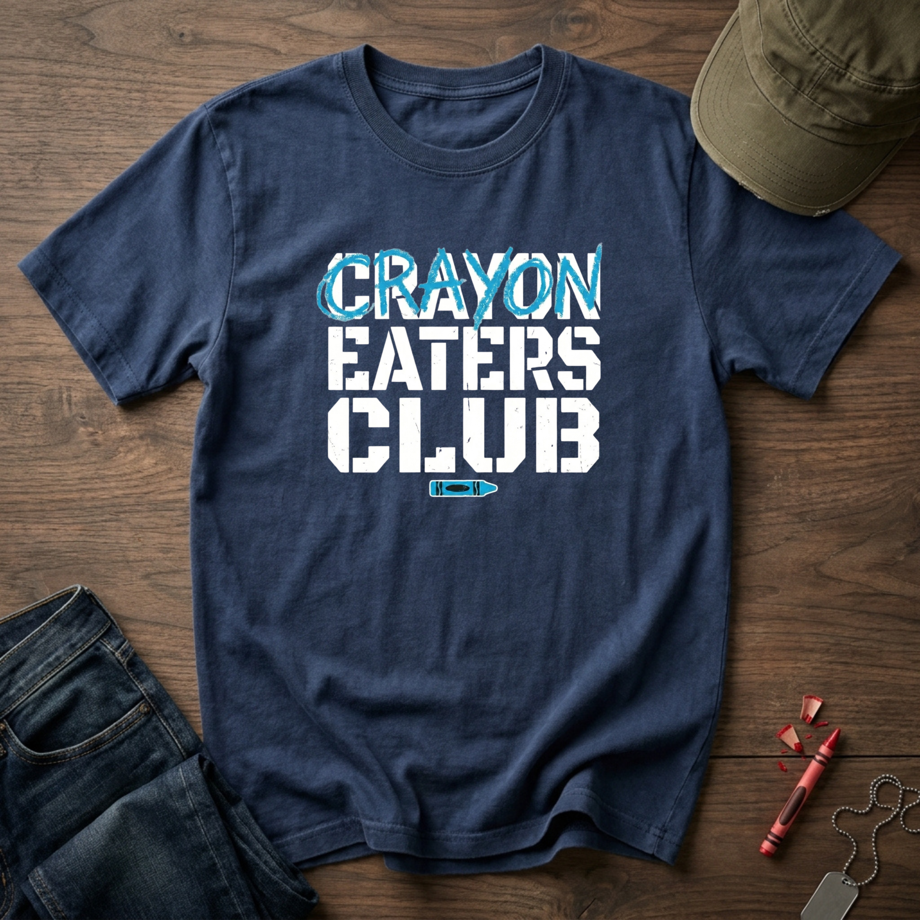 Blue Crayon Statement - Premium T-Shirt