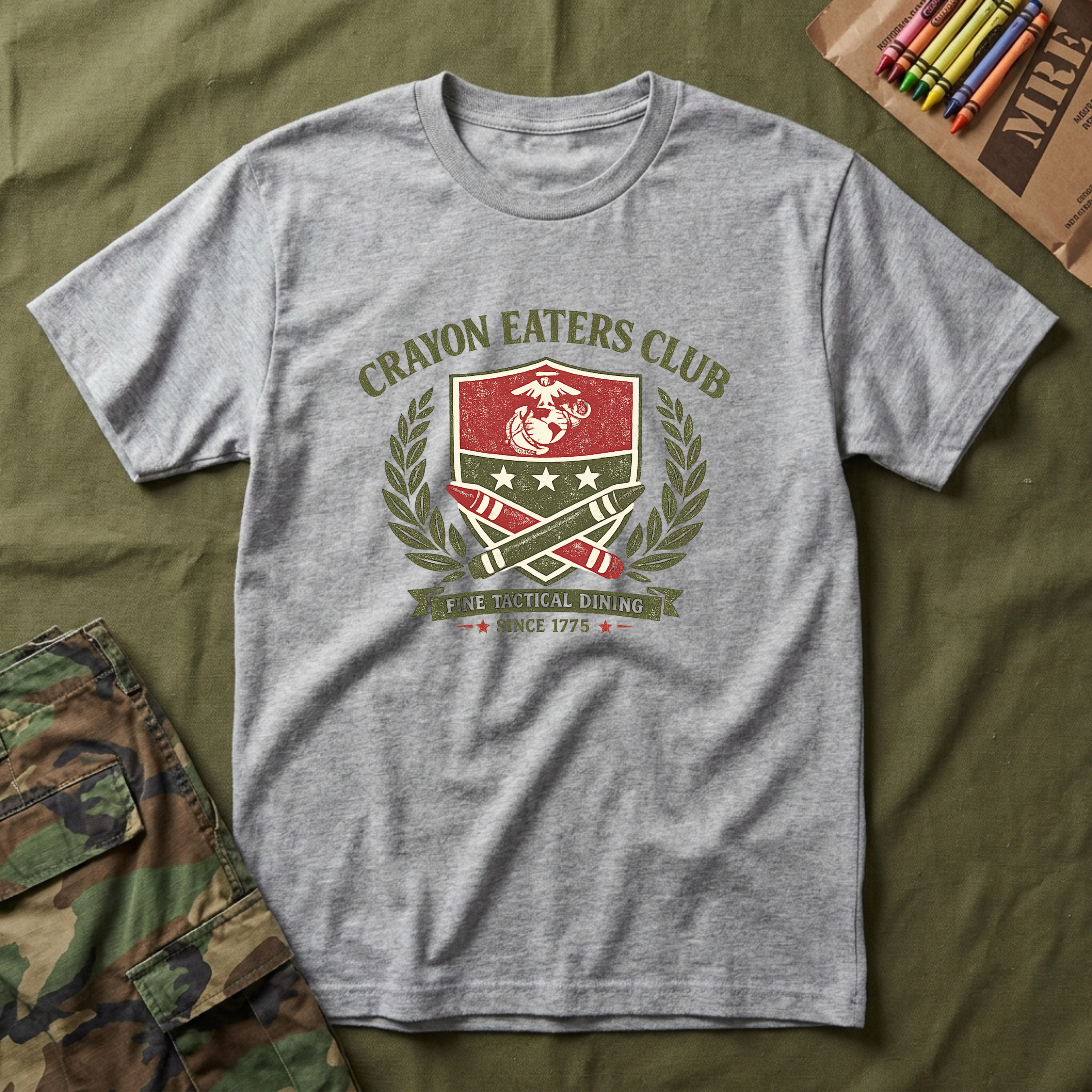 Crayon Eaters Club Muted Tactical Insignia - Premium T-Shirt