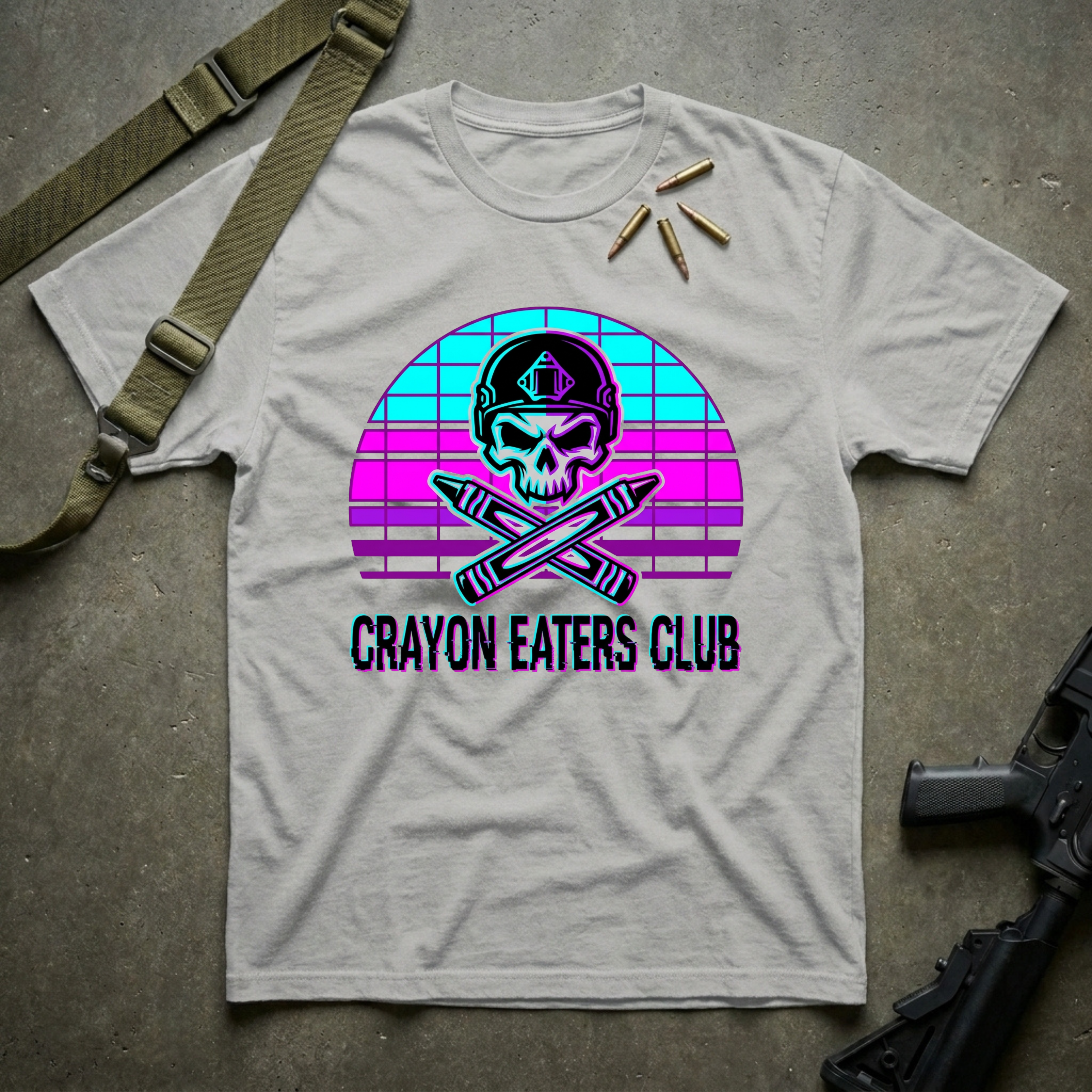 Retro Sun Cross Crayons - Premium T-Shirt