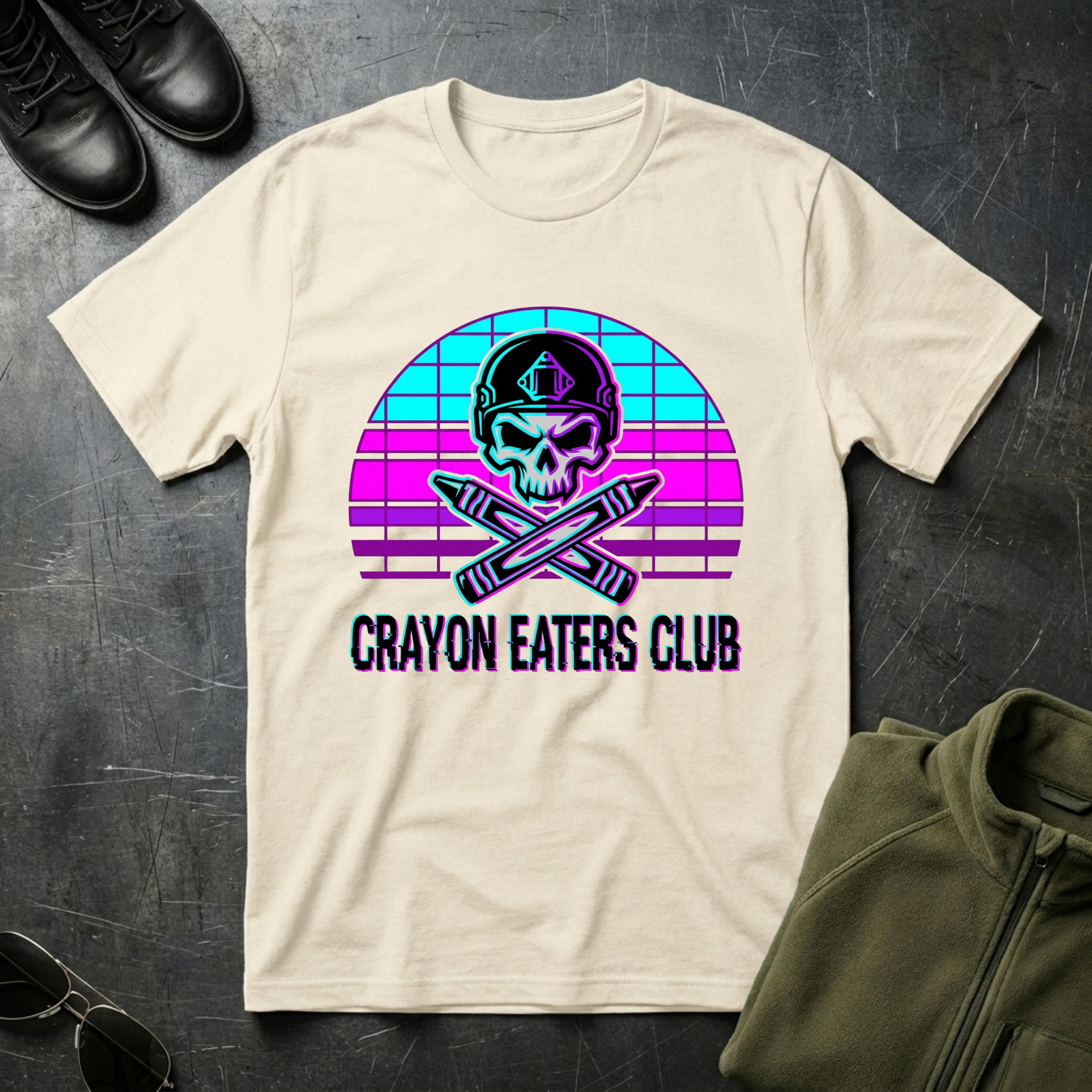 Retro Sun Cross Crayons - Premium T-Shirt