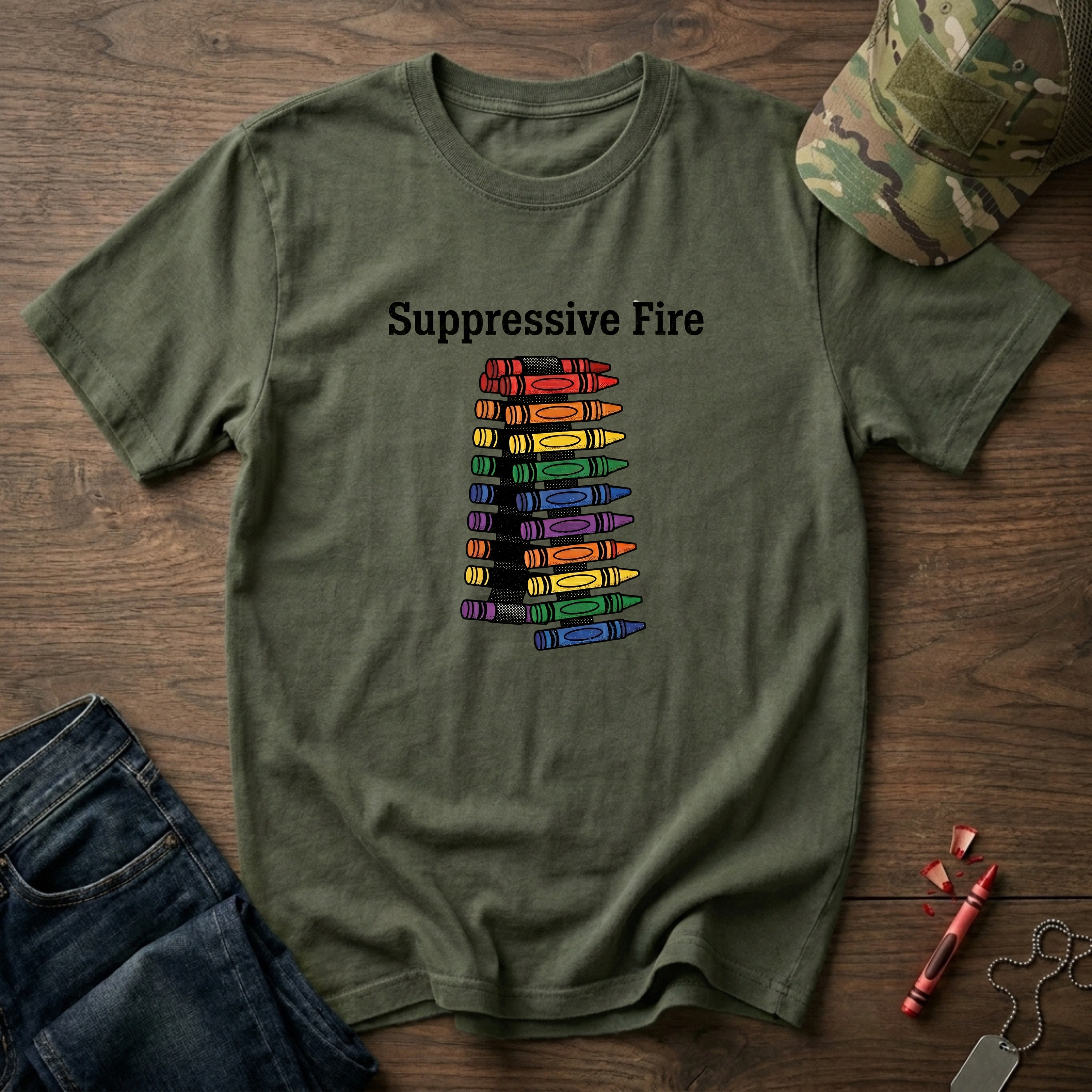 Belt Fed Crayons - Premium T-Shirt